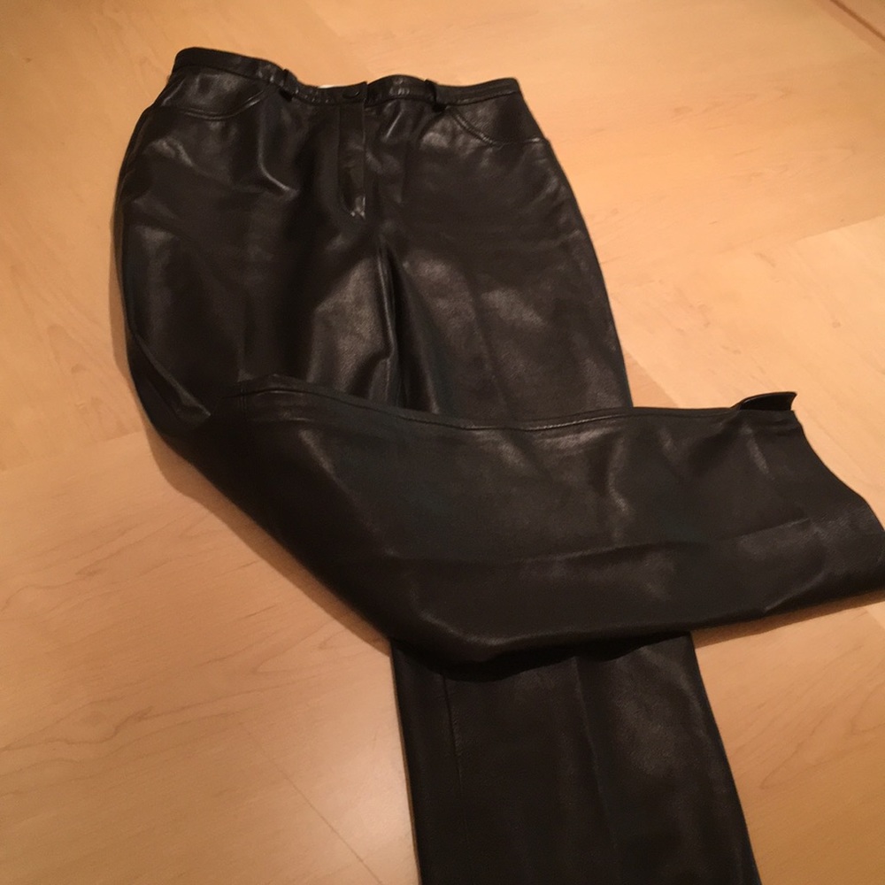 Escada lambskin black leather pants